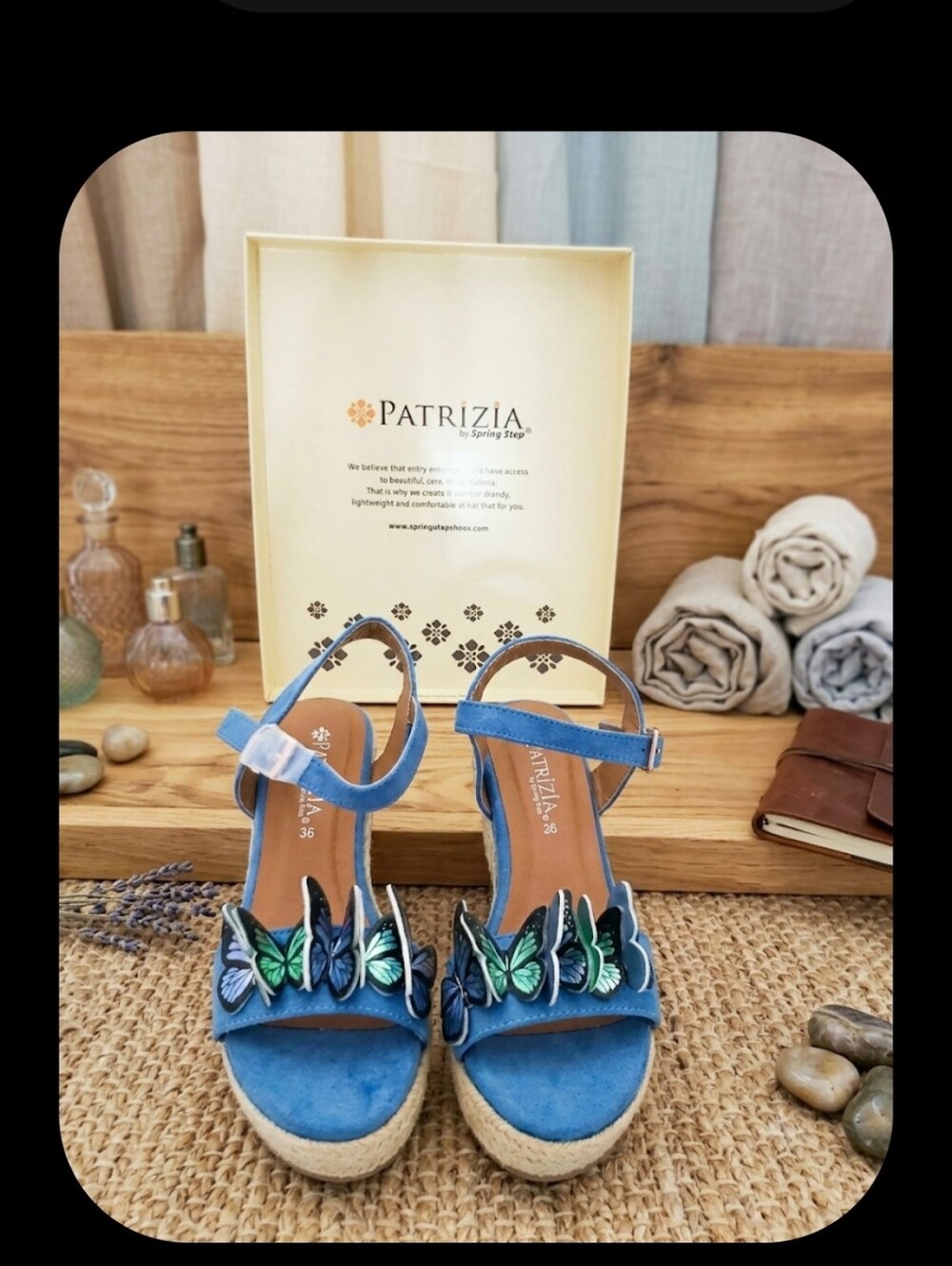 Blue Butterfly Wedge Sandals